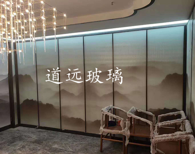 夾絲山水畫玻璃011